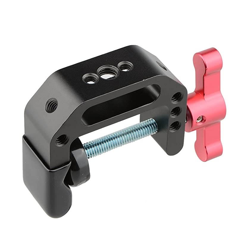C-Clamp with 1/4 and 3/8 Thread Hole for Camera Monitor(Red T-Handle)