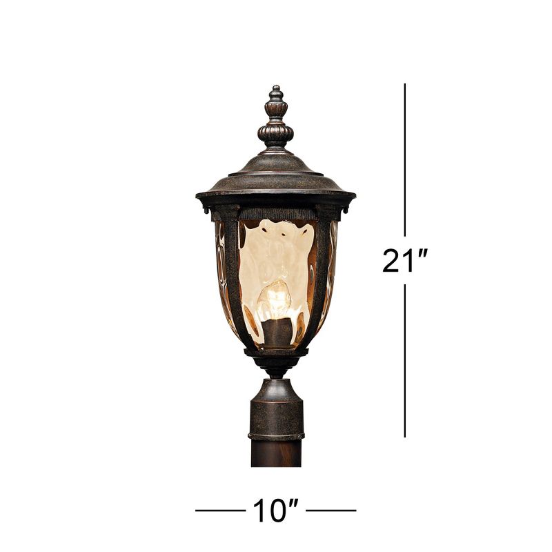 John Timberland Post Light Veranda Bronze 21" Hammered Glass for Deck Porch Yard Patio