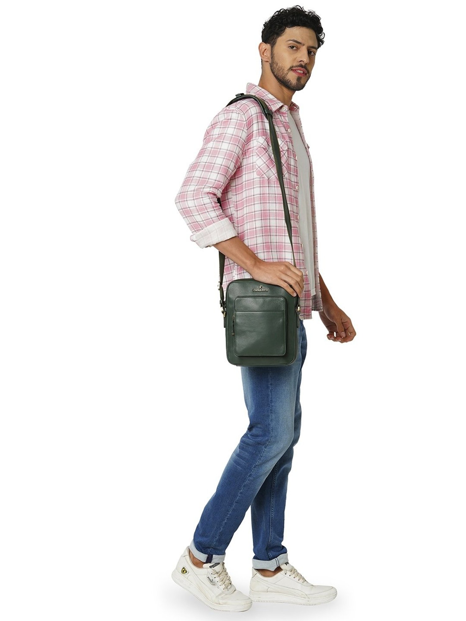 PERQUISITE MARK Green Solid Medium Cross Body Bag