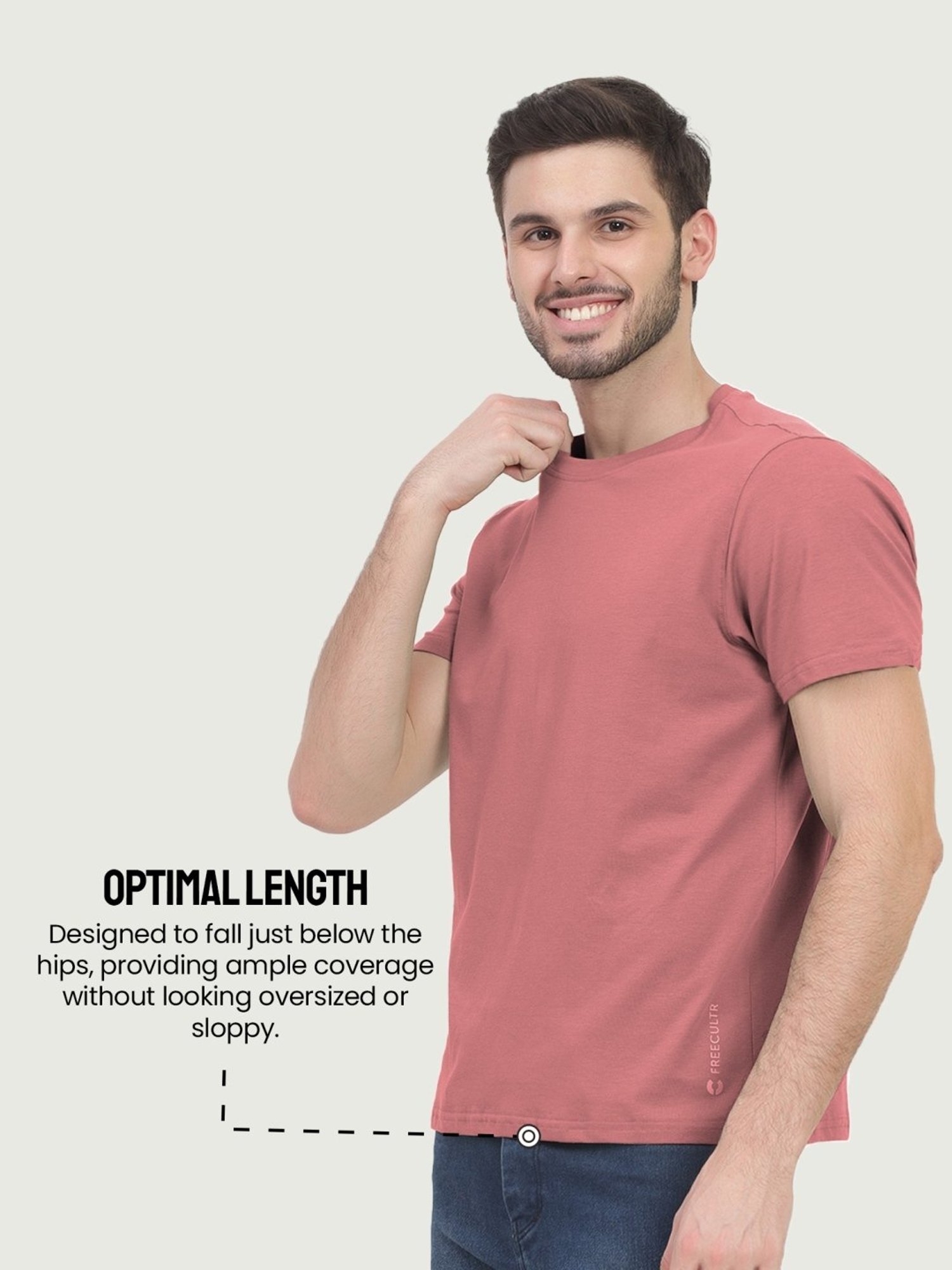 Freecultr Dusty Pink Cotton Regular Fit T-Shirt