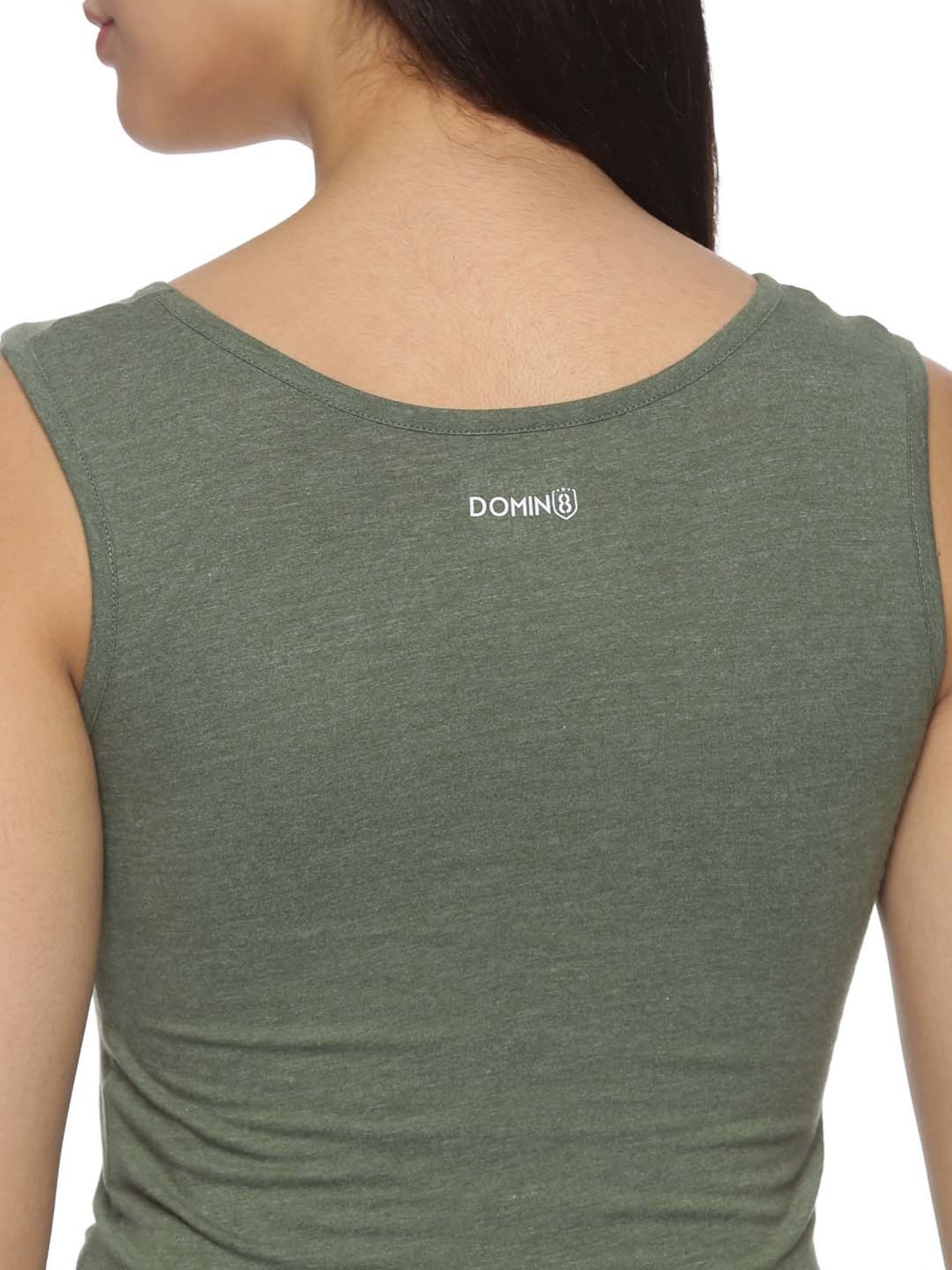 Domin8 Women Upf Sun Protection Eco Friendly Yoga Sleeveless Cross Crop Tank Top(Forest green)