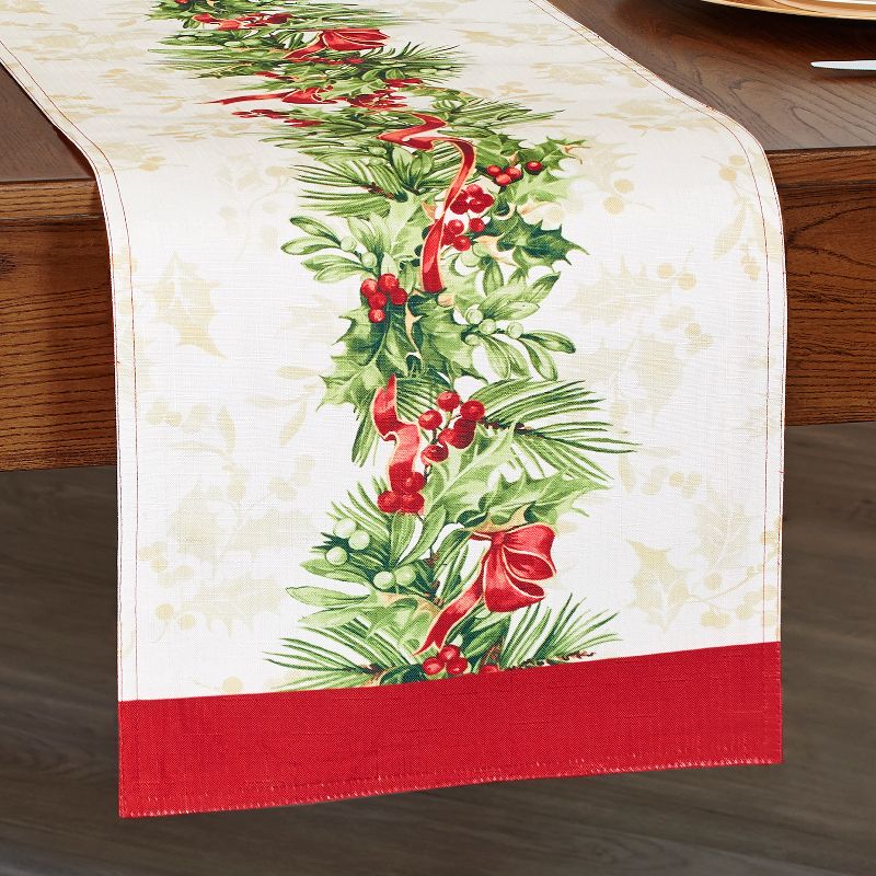 Holly Traditions Holiday Table Runner - 13" x 70" - Red/Green - Elrene Home Fashions