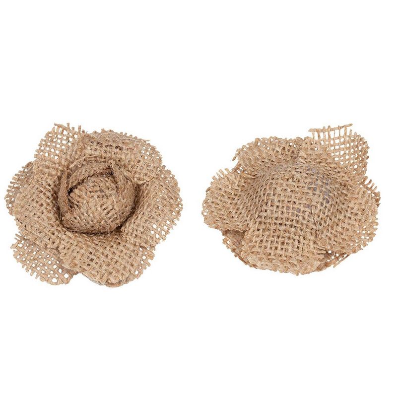 Genie Crafts 12 Pack Lace Burlap Fabric Flower Embellishments for Arts and Craft, Wedding Decorations, 2.5 In