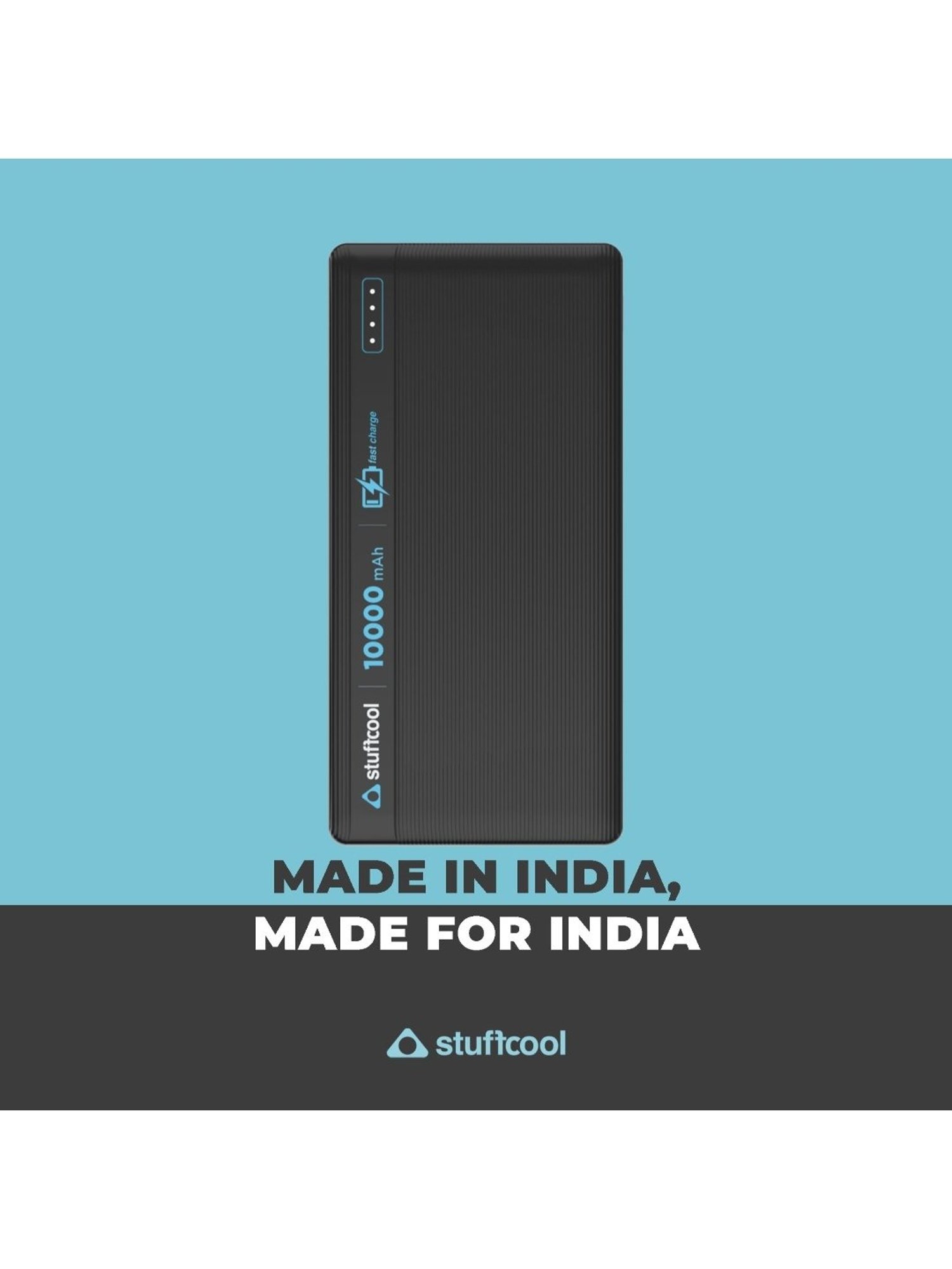 Stuffcool Major 10000mAh 20W Type C PD, 22.5W QC3.0 Type A Port Fast Charging Power Bank (Black)