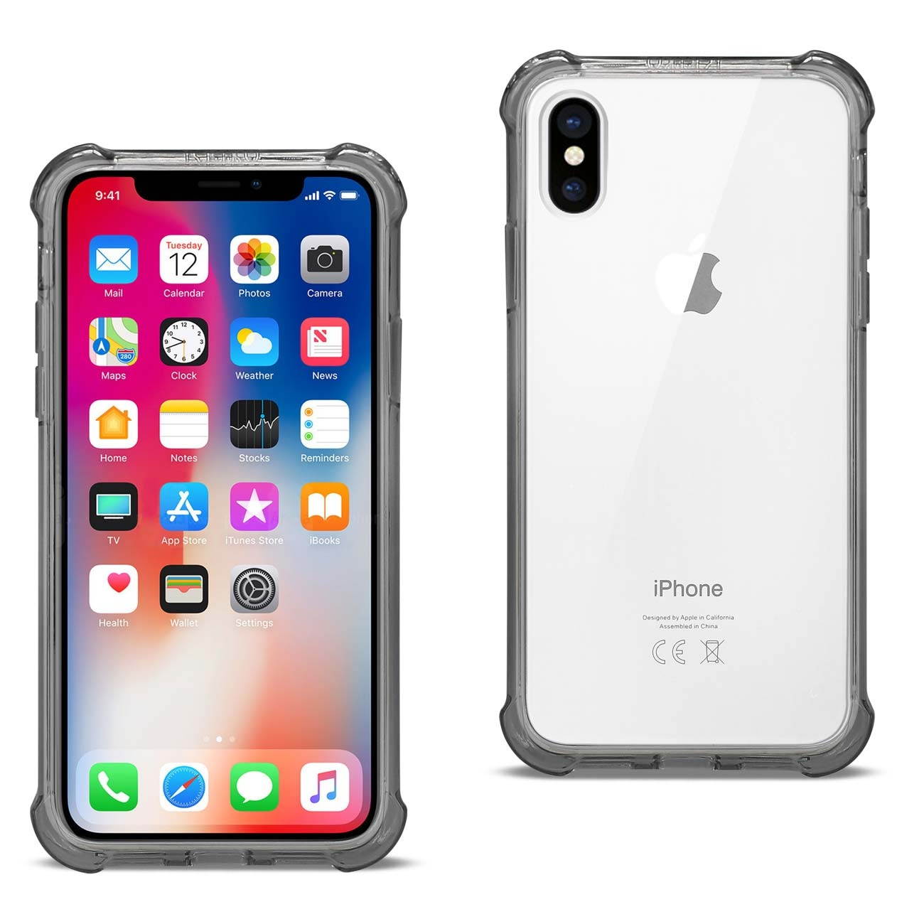 REIKO IPHONE X CLEAR BUMPER CASE WITH AIR CUSHION PROTECTION IN CLEAR BLACK