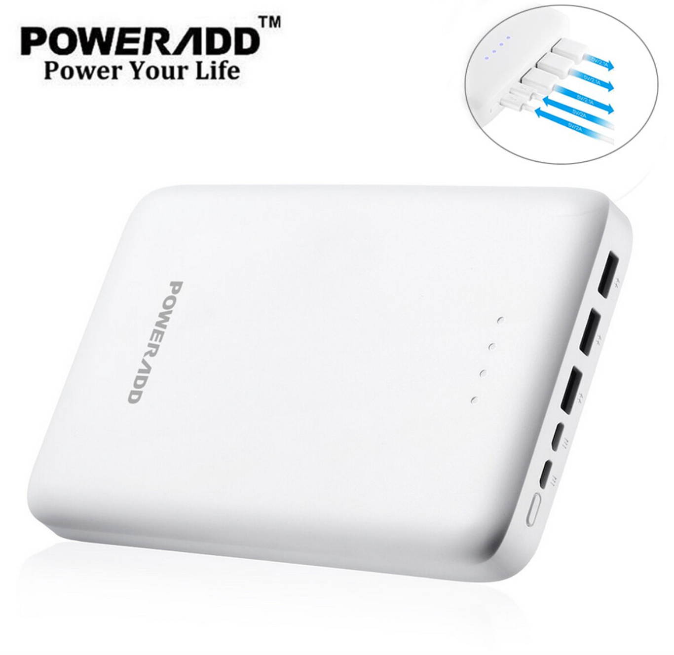 Poweradd 30000mAh Power Bank External Smart Battery Charger for iPhone Samsung