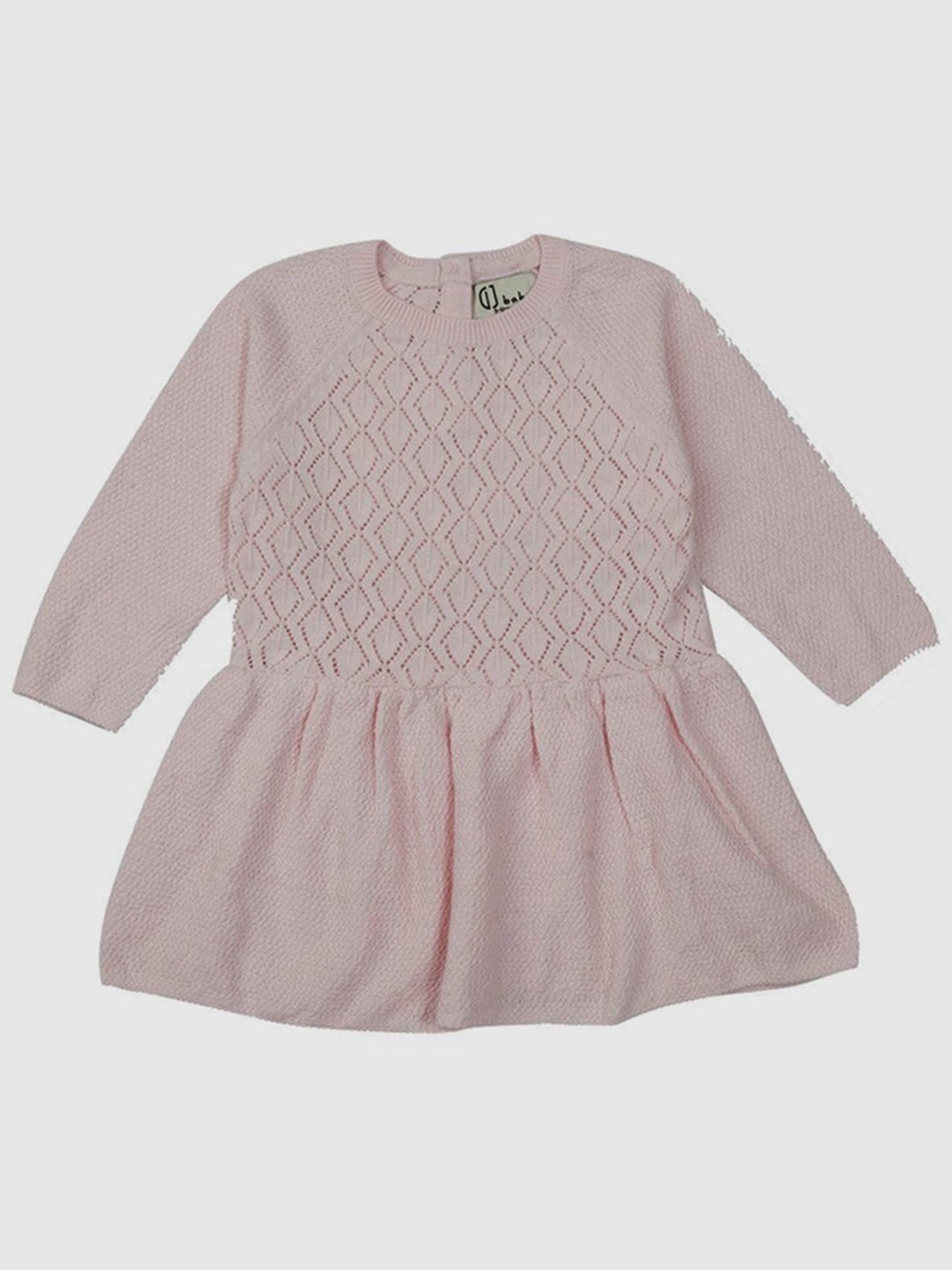 Gini & Jony Kids Pink Cotton Full Sleeves Dress