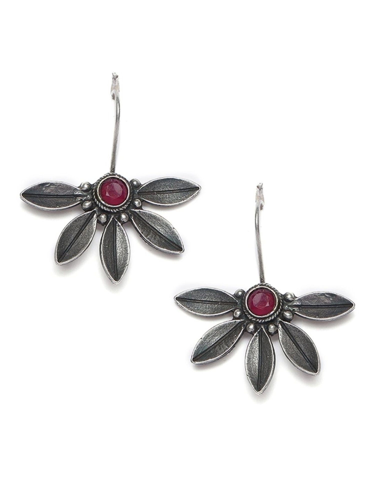 Aatmana Red Oxidized Floral Dangler Earrings for Women