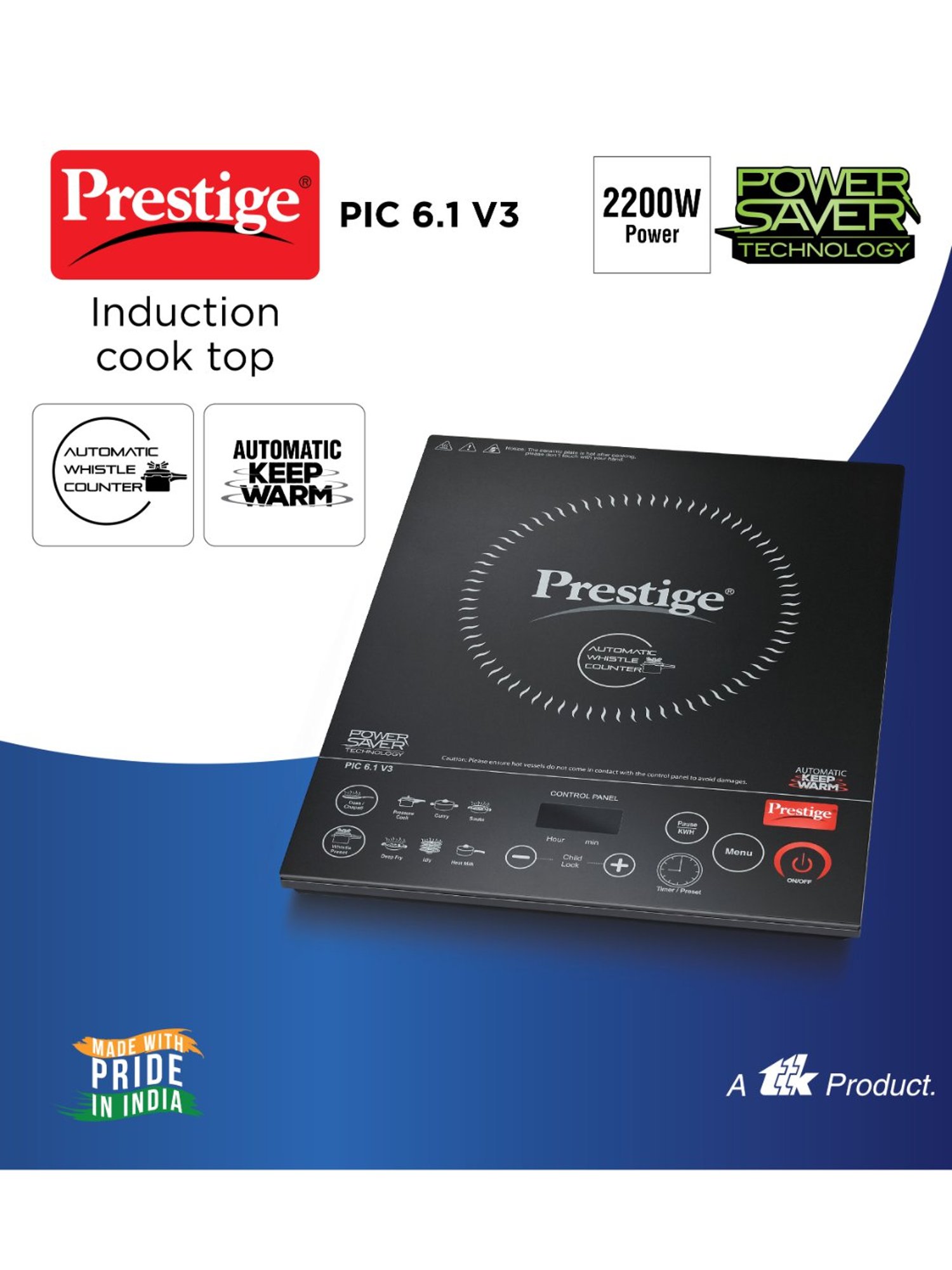 Prestige PIC 16.0 Plus 1900W Induction Cooktop (Black)