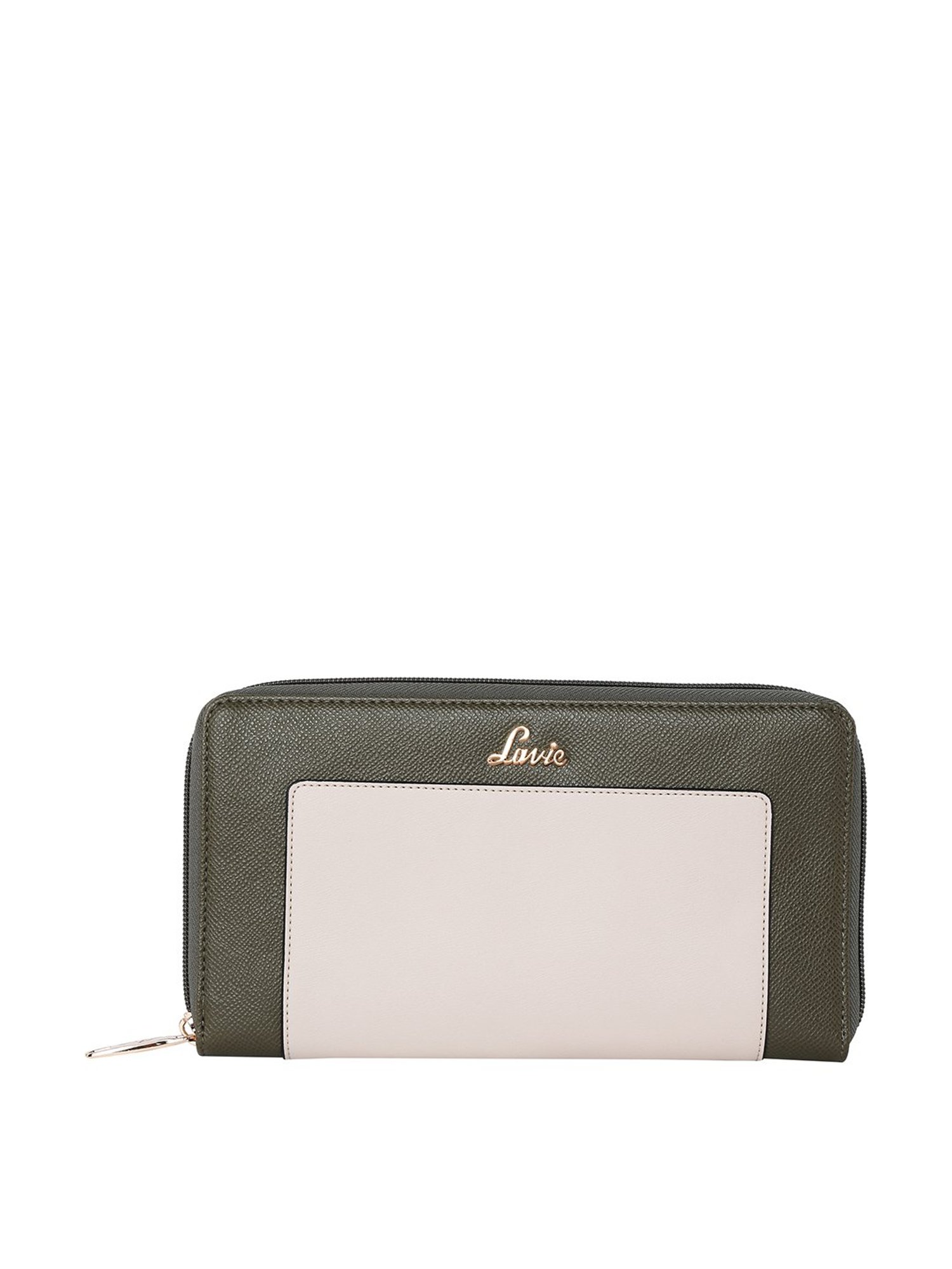 Lavie Astrid Green & Beige Zip Around Wallet for Women