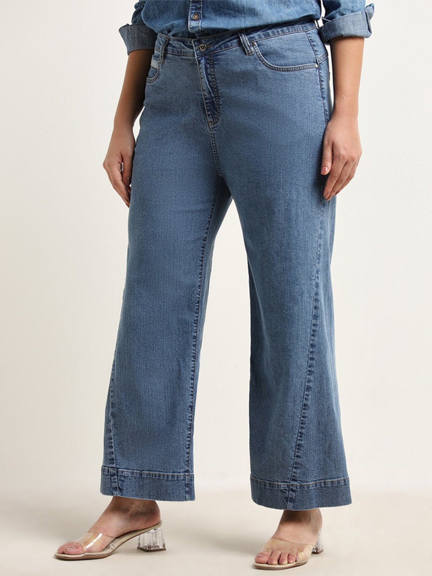 Gia by Westside Blue Relaxed-Fit Mid-Rise Jeans