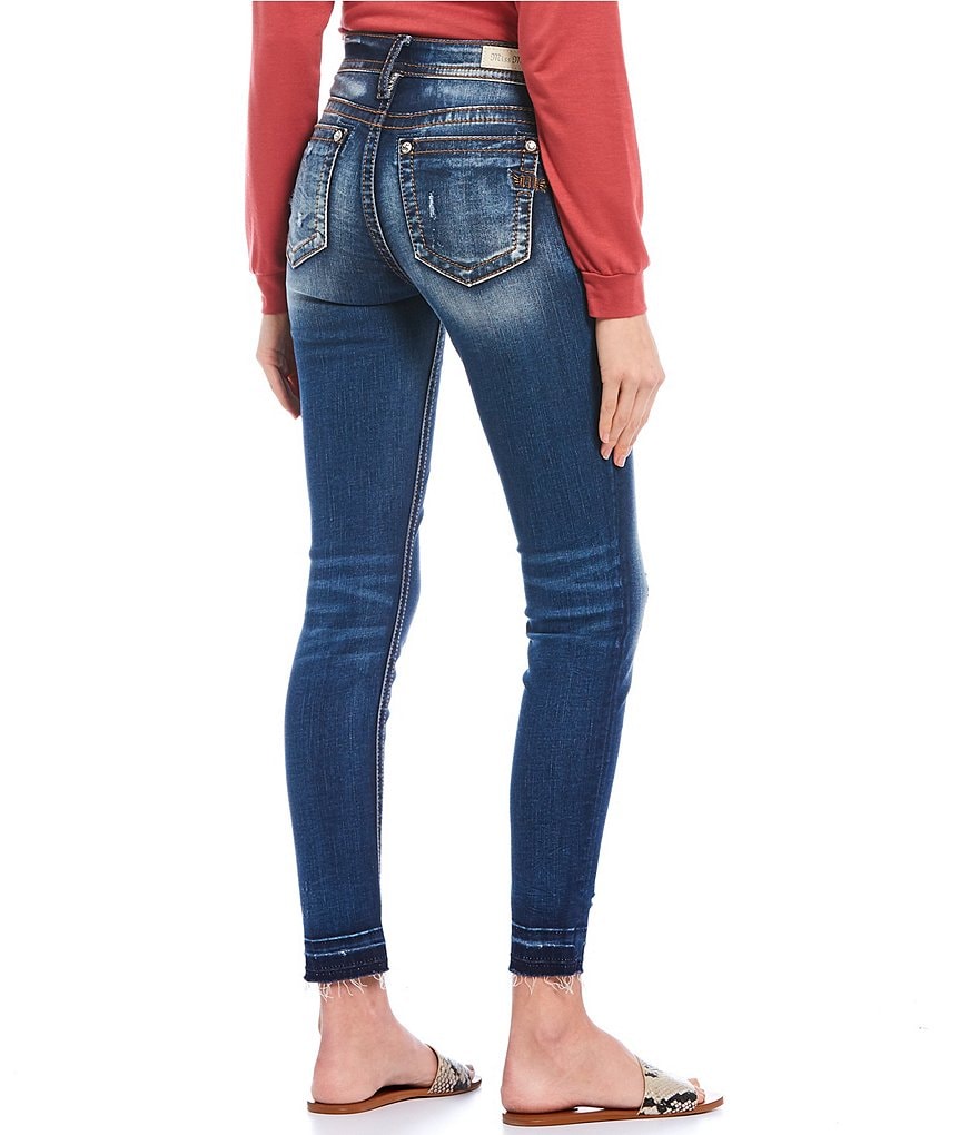 Miss Me Tough Love Mid Rise Distressed Skinny Jeans