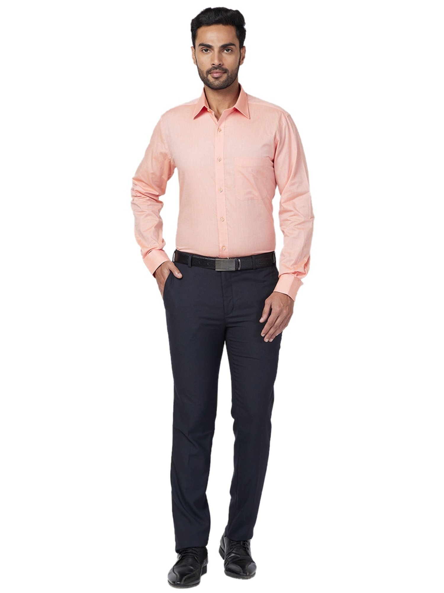 Raymond Orange Cotton Slim Fit Shirt