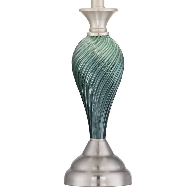 Regency Hill Arden Green-Blue Glass Twist Blue Softback Table Lamps Set of 2