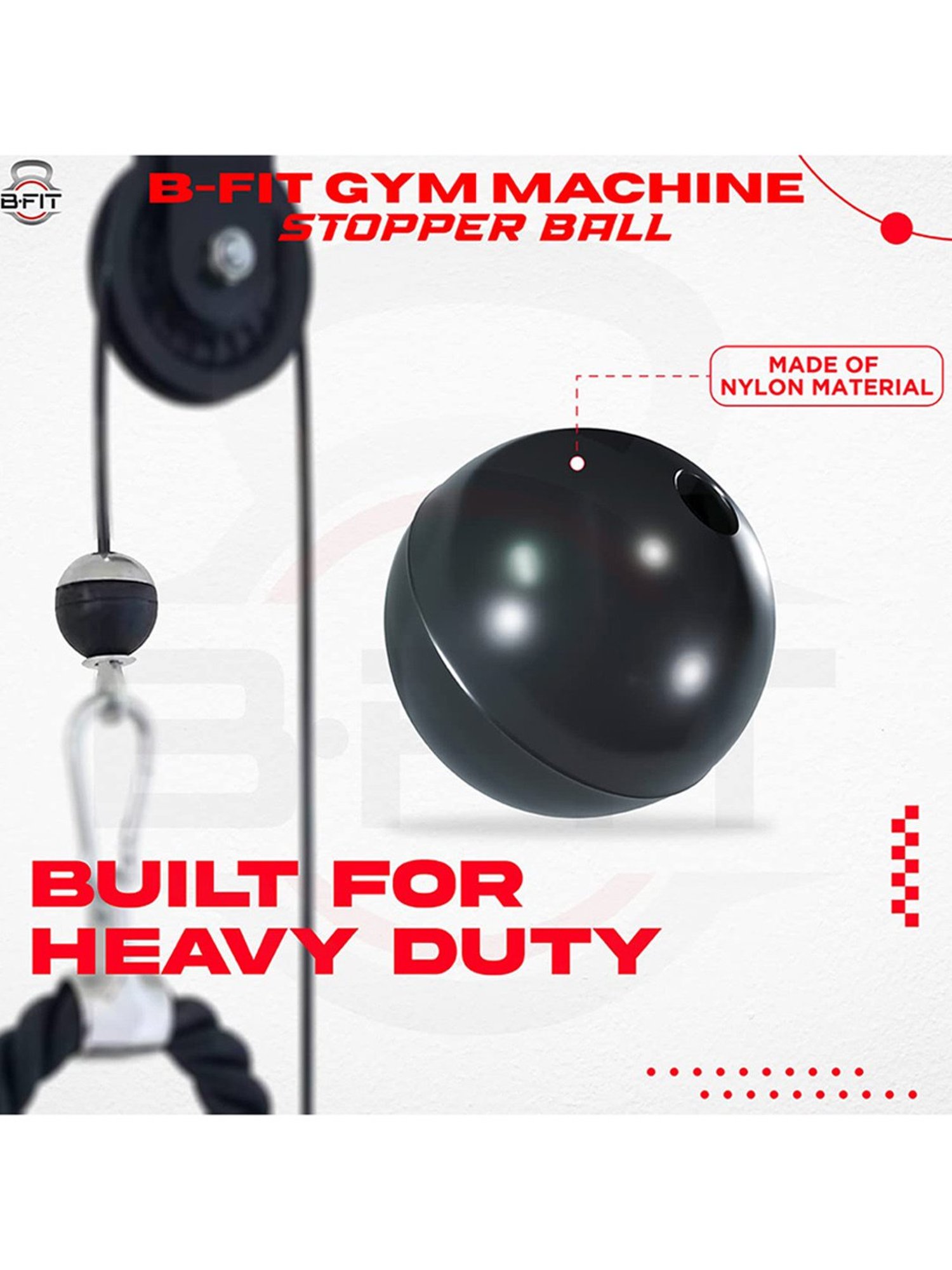 B Fit 2 Piece Gym Machine Cable Ball Stopper - Universal Size B 36 (Black)