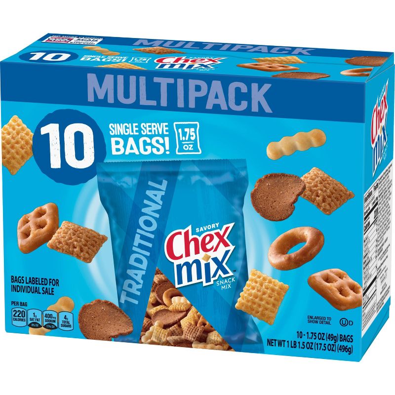 Chex Mix Traditional Snack Mix Bags - 17.5oz/10ct