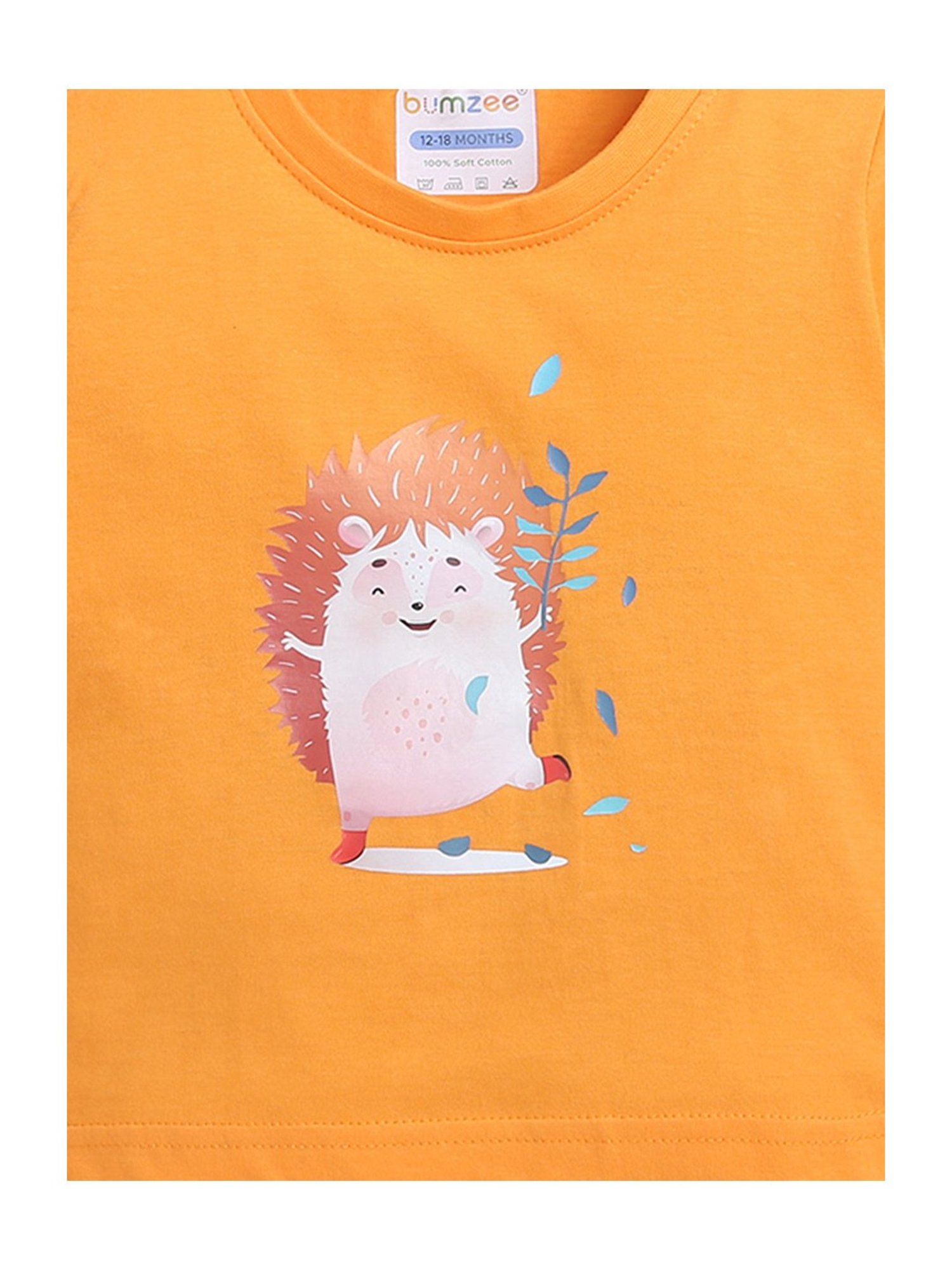Bumzee Kids Orange & White Printed T-Shirt (Pack Of 2)