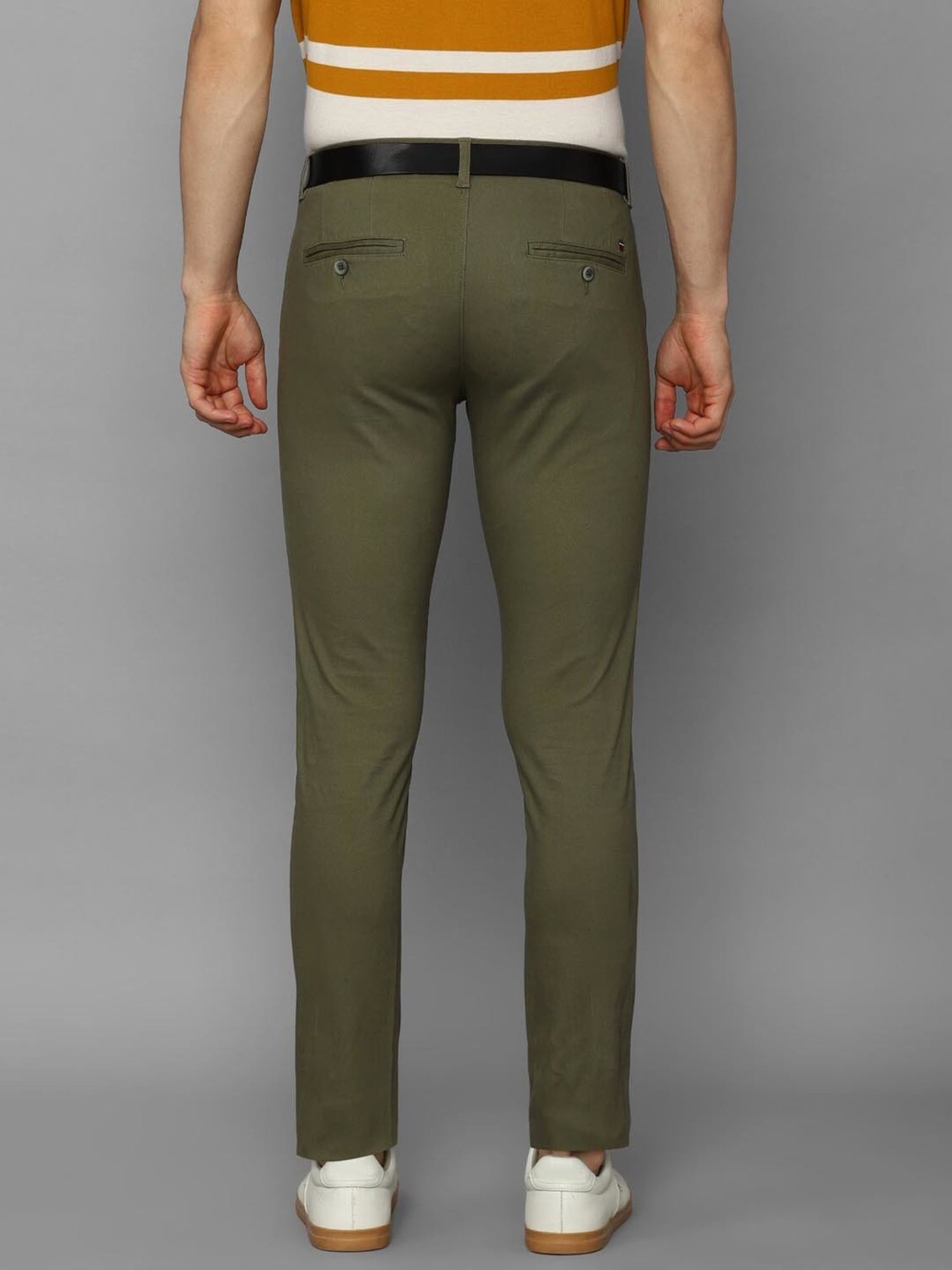 Louis Philippe Sport Olive Cotton Slim Fit Trousers