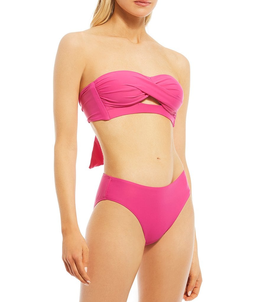 Antonio Melani Solid Keyhole Twist Bandeau Swim Top