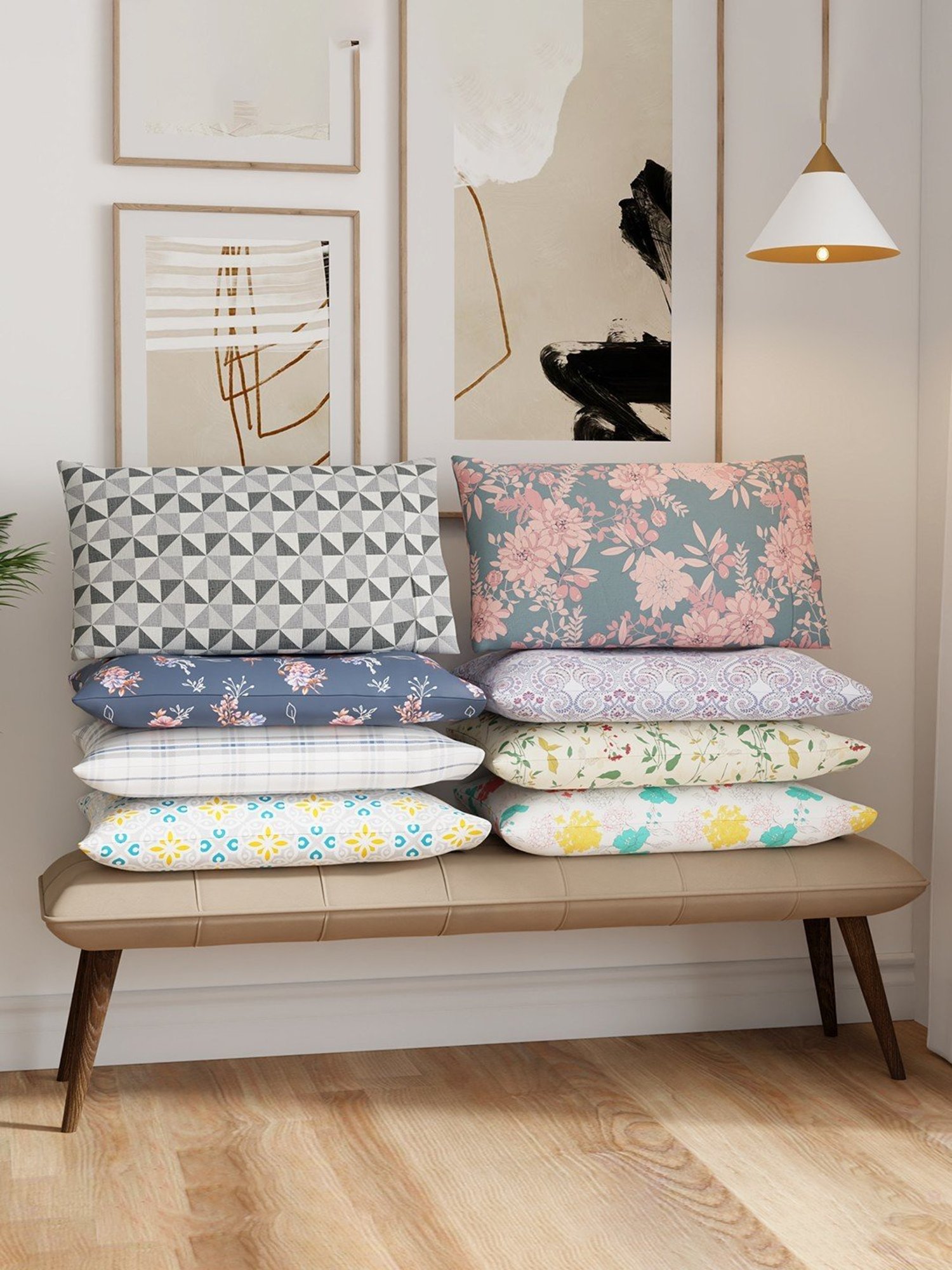 Layers Emaline Ethnic Blue 144 TC Cotton Single Bed Sheet with 1 Pillow Cover