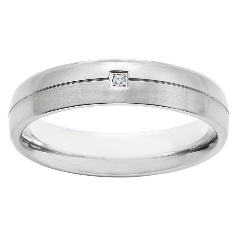 Men's Crucible 0.02 CT. T.W. Round-Cut Diamond Stud Bezel Set Ring in Titanium (H-I-SI2)