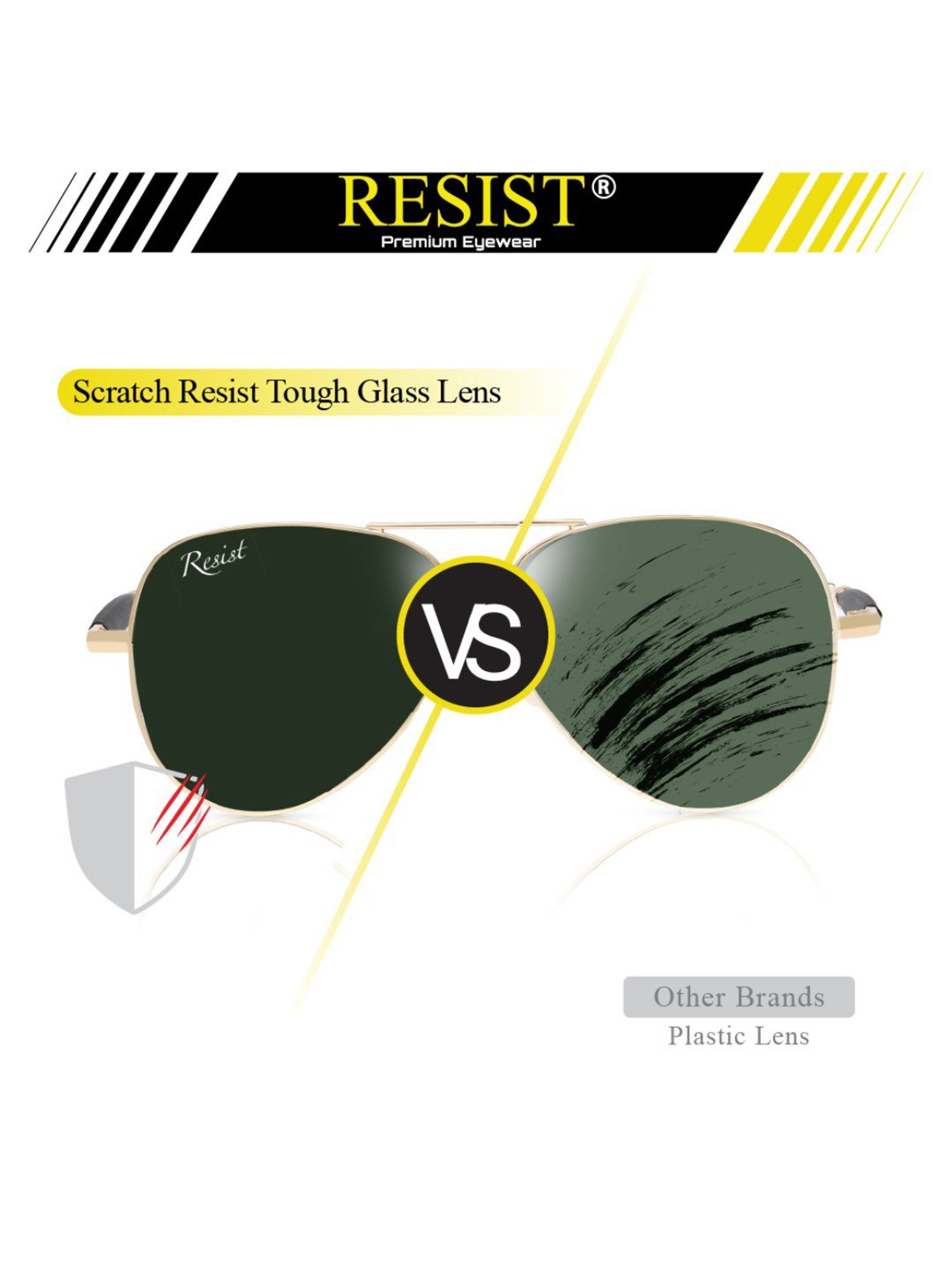 Resist Eyewear Green Aviator Unisex Sunglasses
