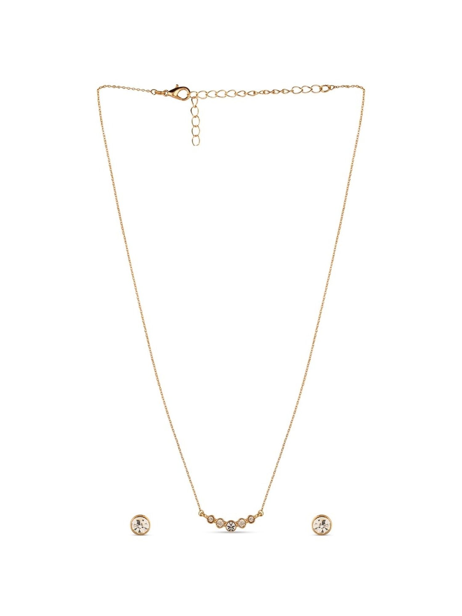 Toniq Classic Gold-Plated White Necklace & Earring Set for Women