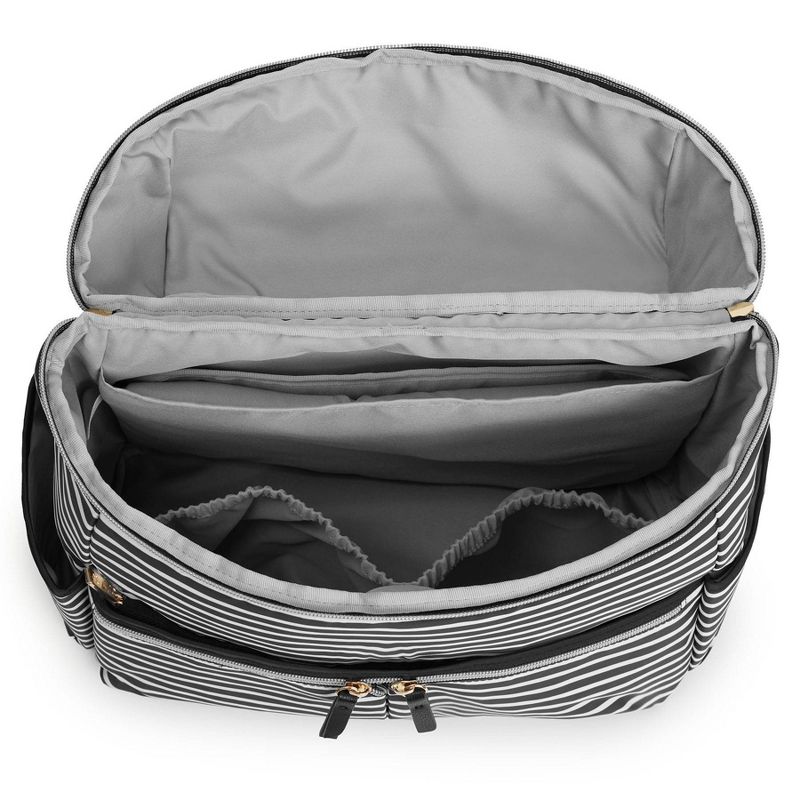 Skip Hop Flatiron Black and White Stripe Diaper Bag Backpack