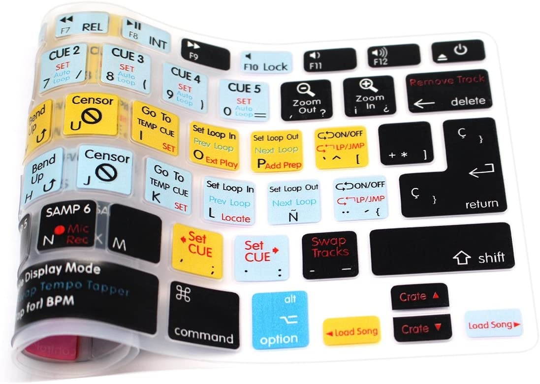 HRH Hot Key Function Shortcut Spanish Silicone Keyboard Cover Skin for Mac Air 13,MacBook Pro 13/15/17 (with or w/Out Retina Display, 2015 or Older Version)&Older iMac US/EU-Serato Scratch Live