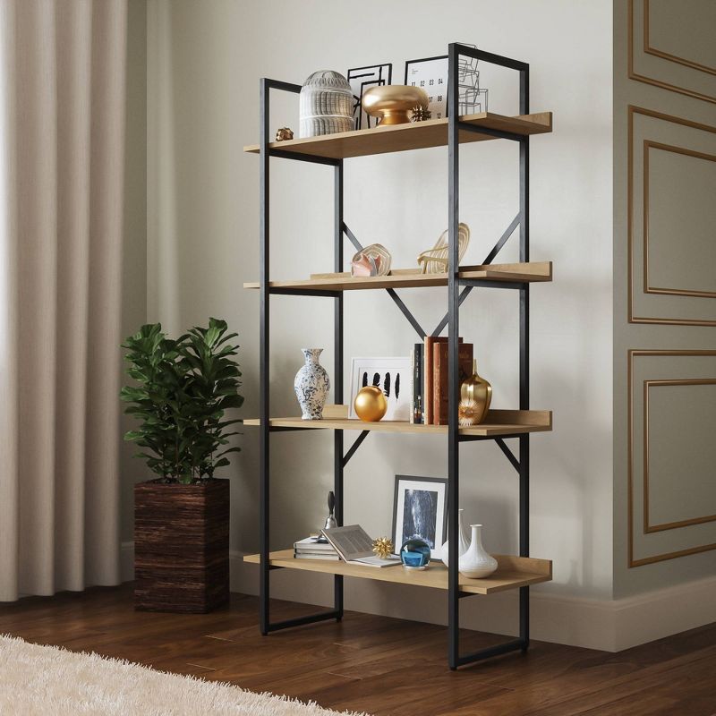 65" Emery 4 Tier Shelf Bookcase Light Wood - RST Brands