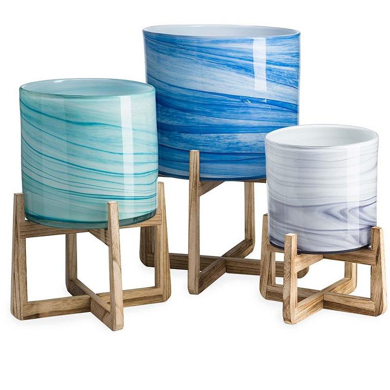 VivaTerra Glass Planters on Stand, Set of 3