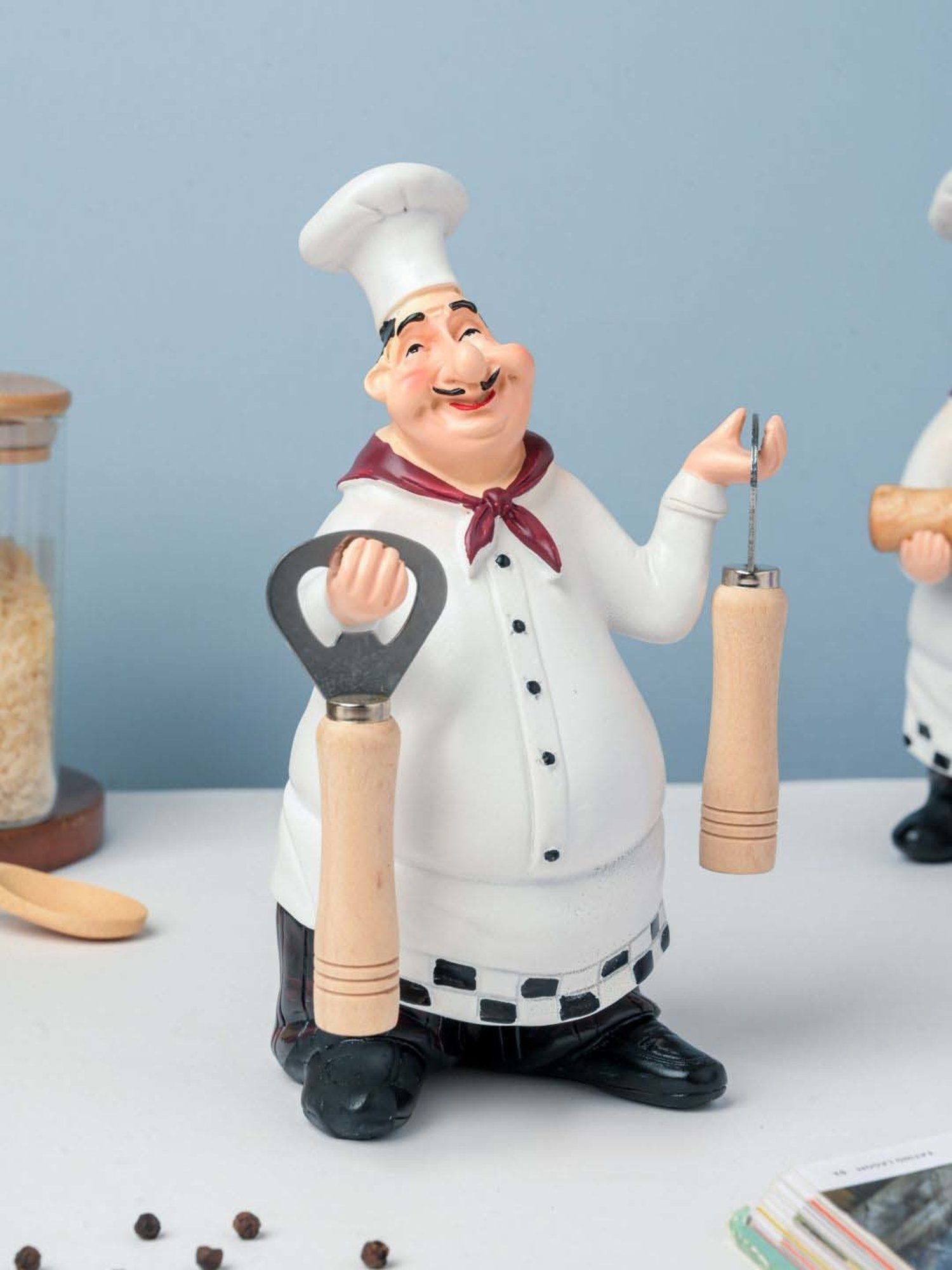 Nestasia Multicolor Resin Table Chef Decor Showpiece with Bottle Opener for Dining Table (9.2 Inch)