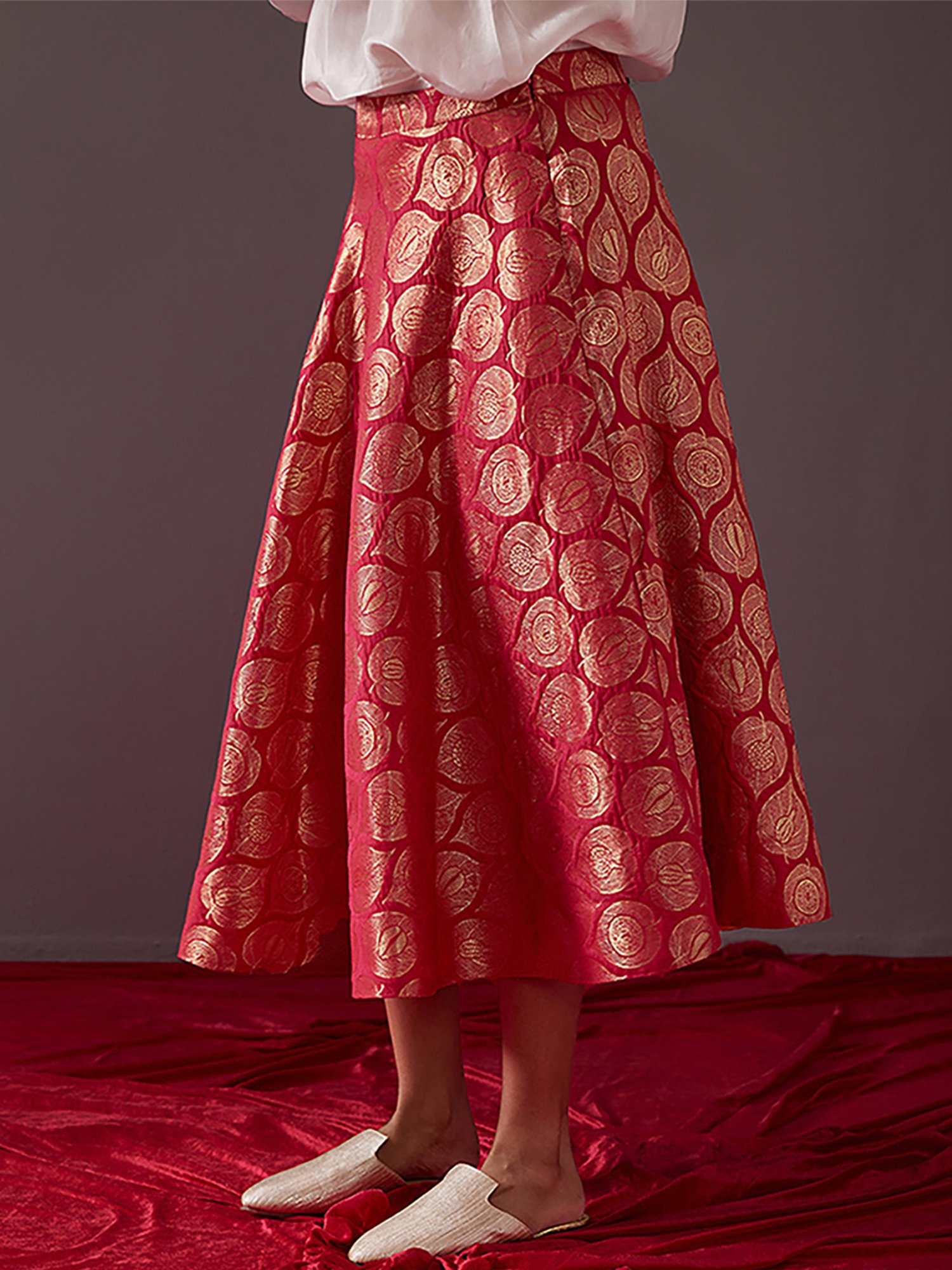 Abhishti Red Printed Skirt