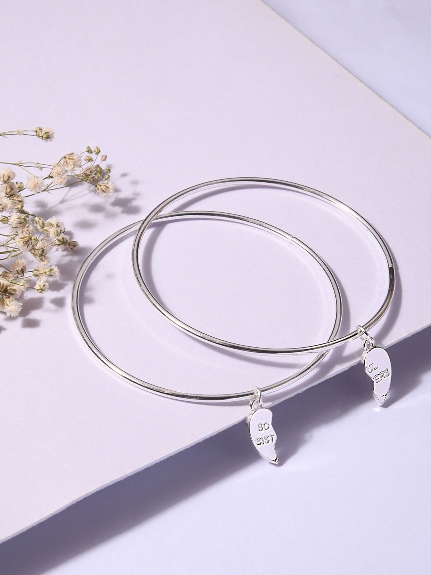 ToniQ Classic Gold-Plated Gardenia Leaf Bangles - Set of 2