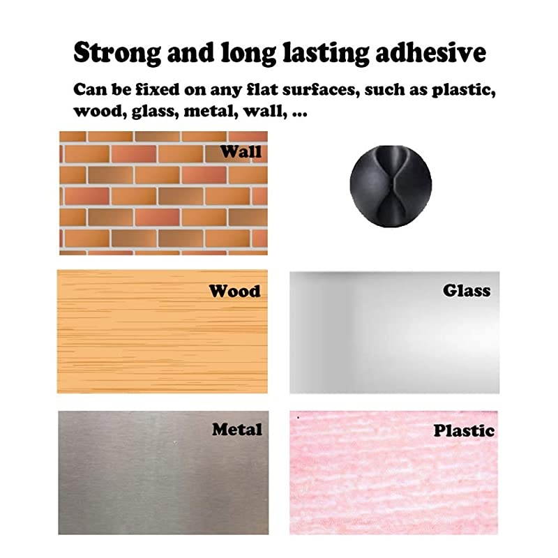 Cable Wire cord clips Organizer Holder Clamp SelfAdhesive Cord Management System for Charging USB Network Headphone Cables for Car Desk Office Home Pack of 6 Black silicone