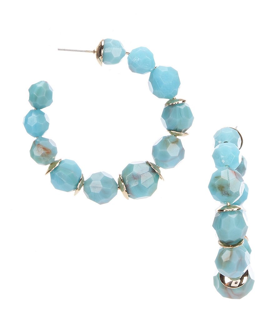 Faceted Bead Hoop Earrings