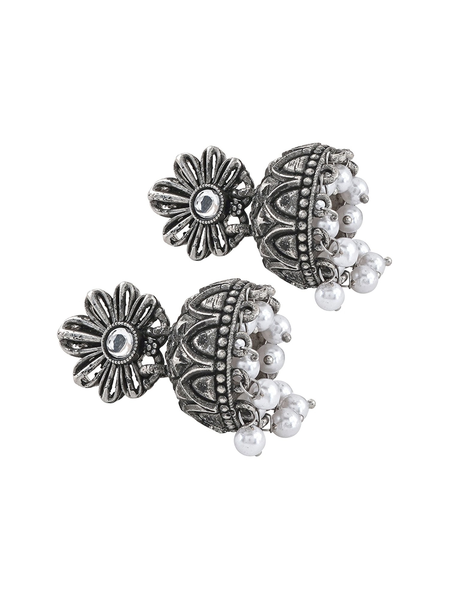 Teejh Ethnic Kritikaa Silver Oxidized Jhumki Earring