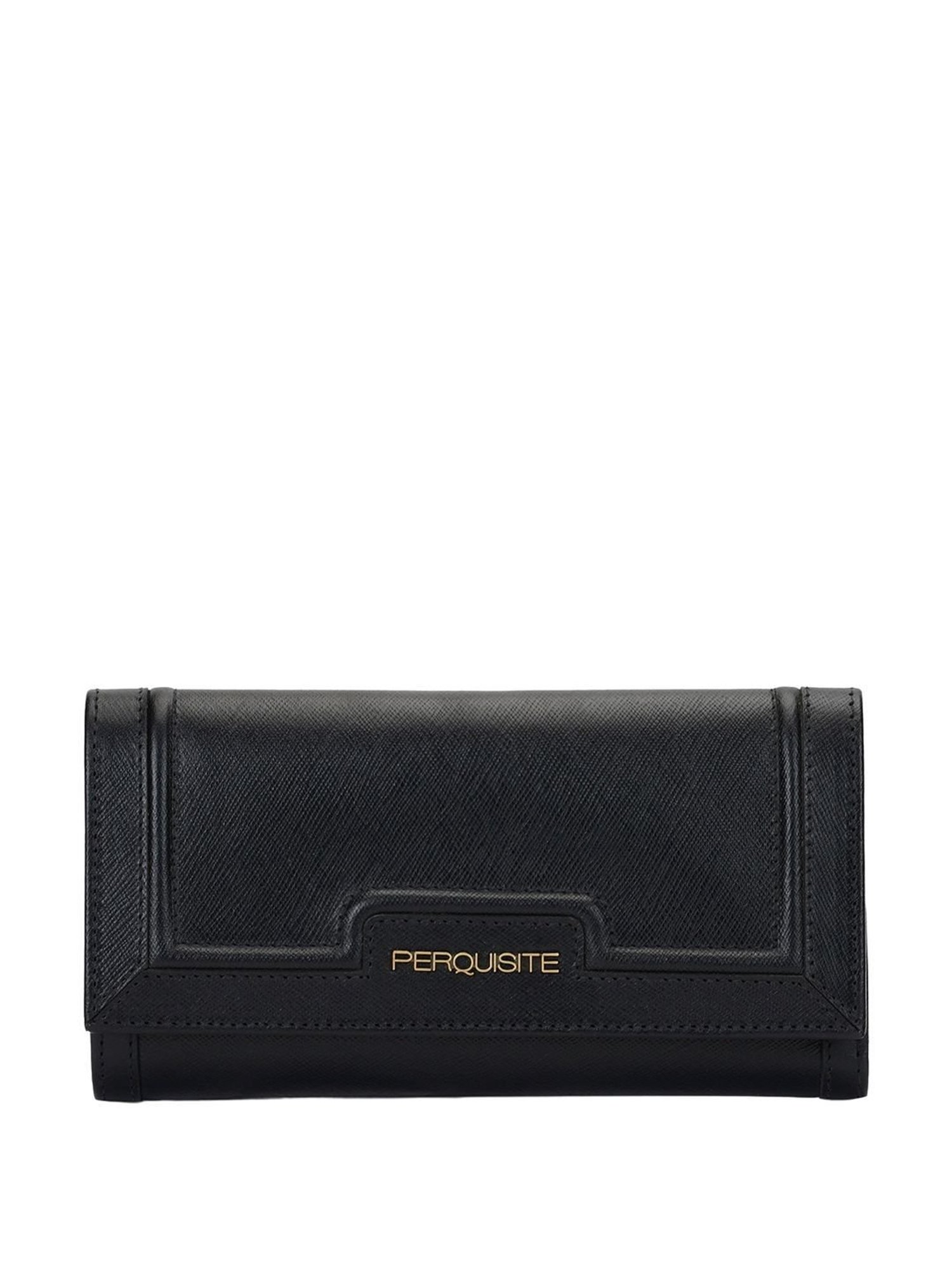 PERQUISITE LEONORA Black Textured Tri-Fold Wallet for women