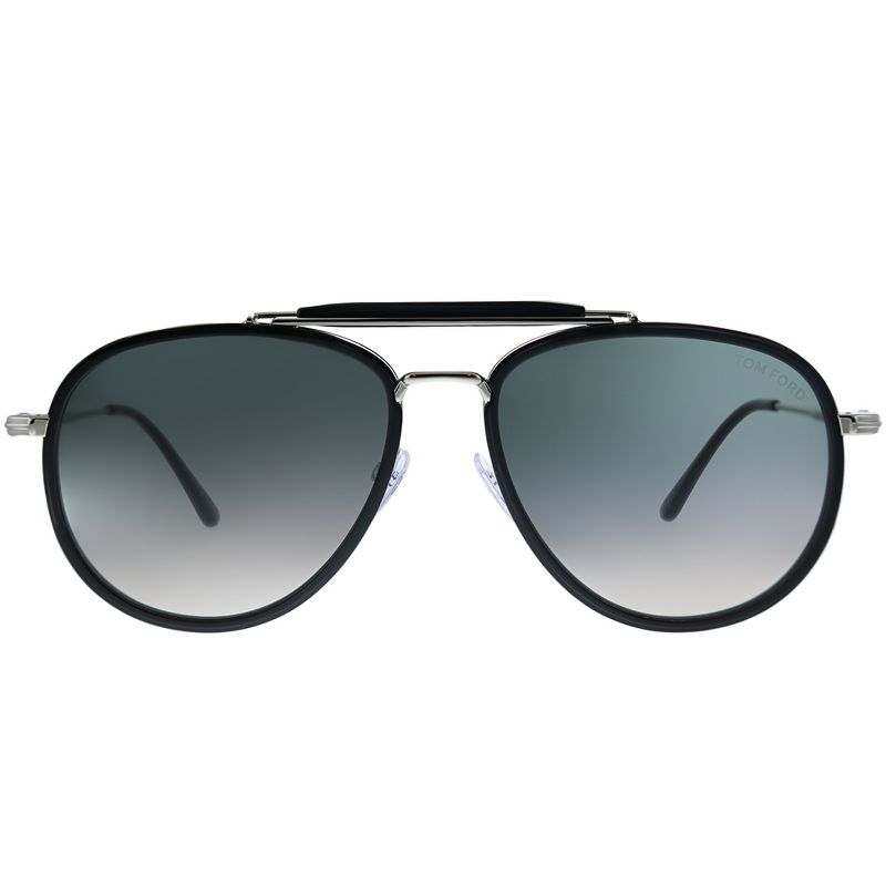 Tom Ford Tripp TF 666 01B Unisex Pilot Sunglasses Black on Rhodium 58mm