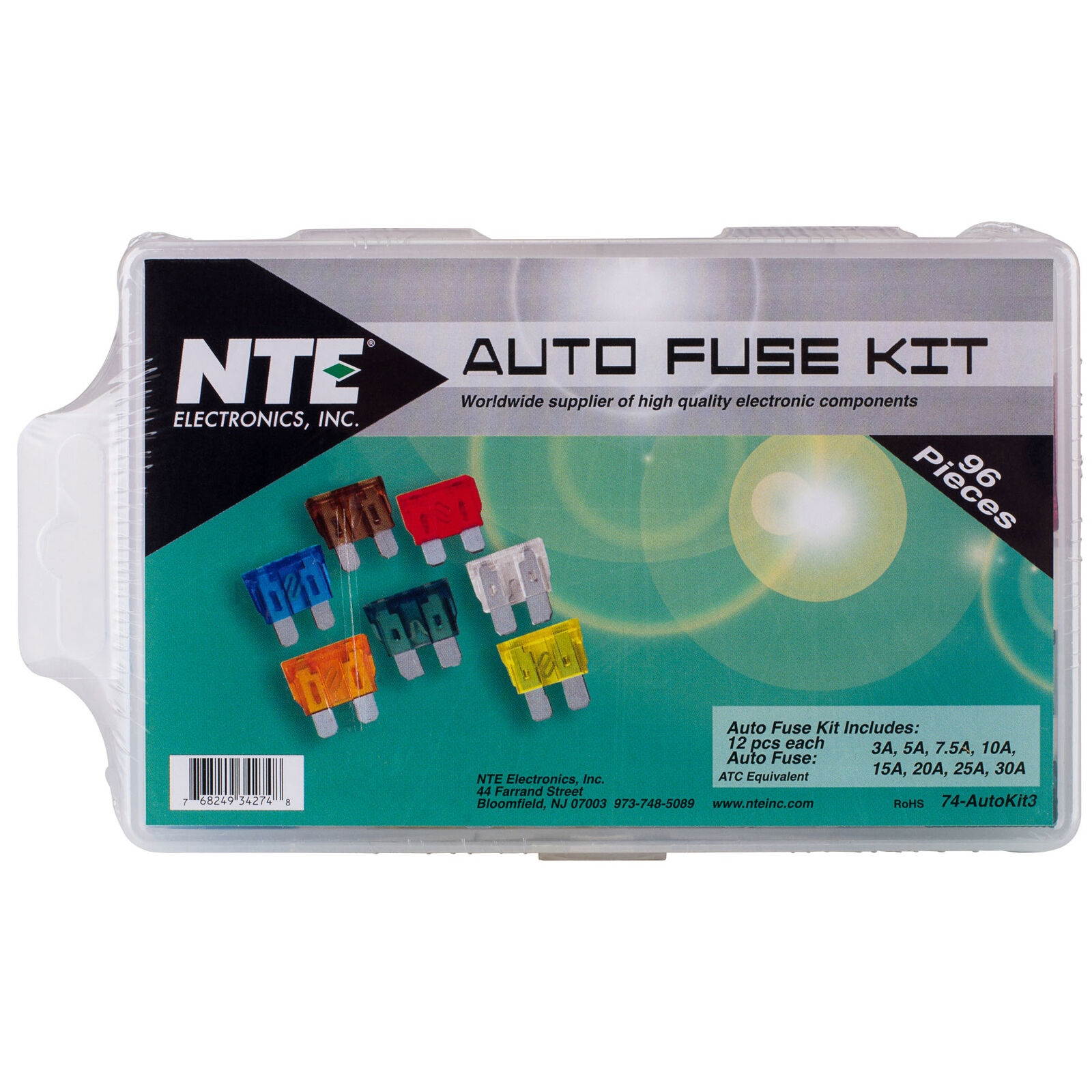 NTE 74-AUTOKIT3 Fuse Kit 96 Assorted ATC Type Fuses