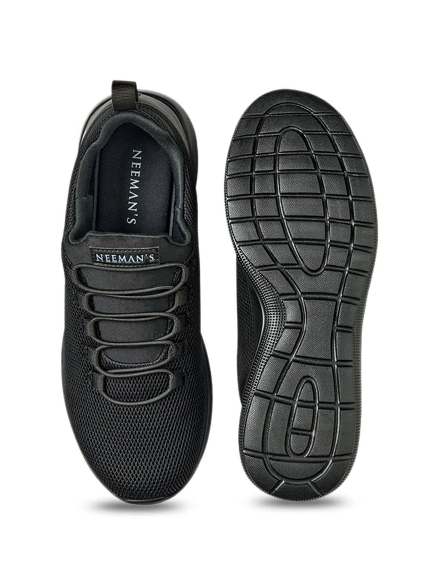 Neemans Men's Light Walkers Black Running Shoes