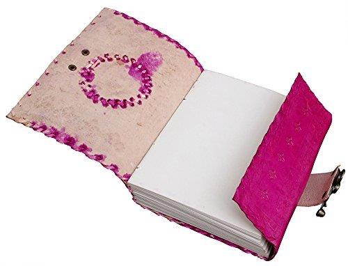 LEATHER JOURNAL Writing Notebook - Antique Handmade Leather Bound Daily Notepad For Men & Women Unlined Paper Medium 7 x 5 Inches, Best Gift for Art Sketchbook,Travel Diary & Notebooks (Pink)