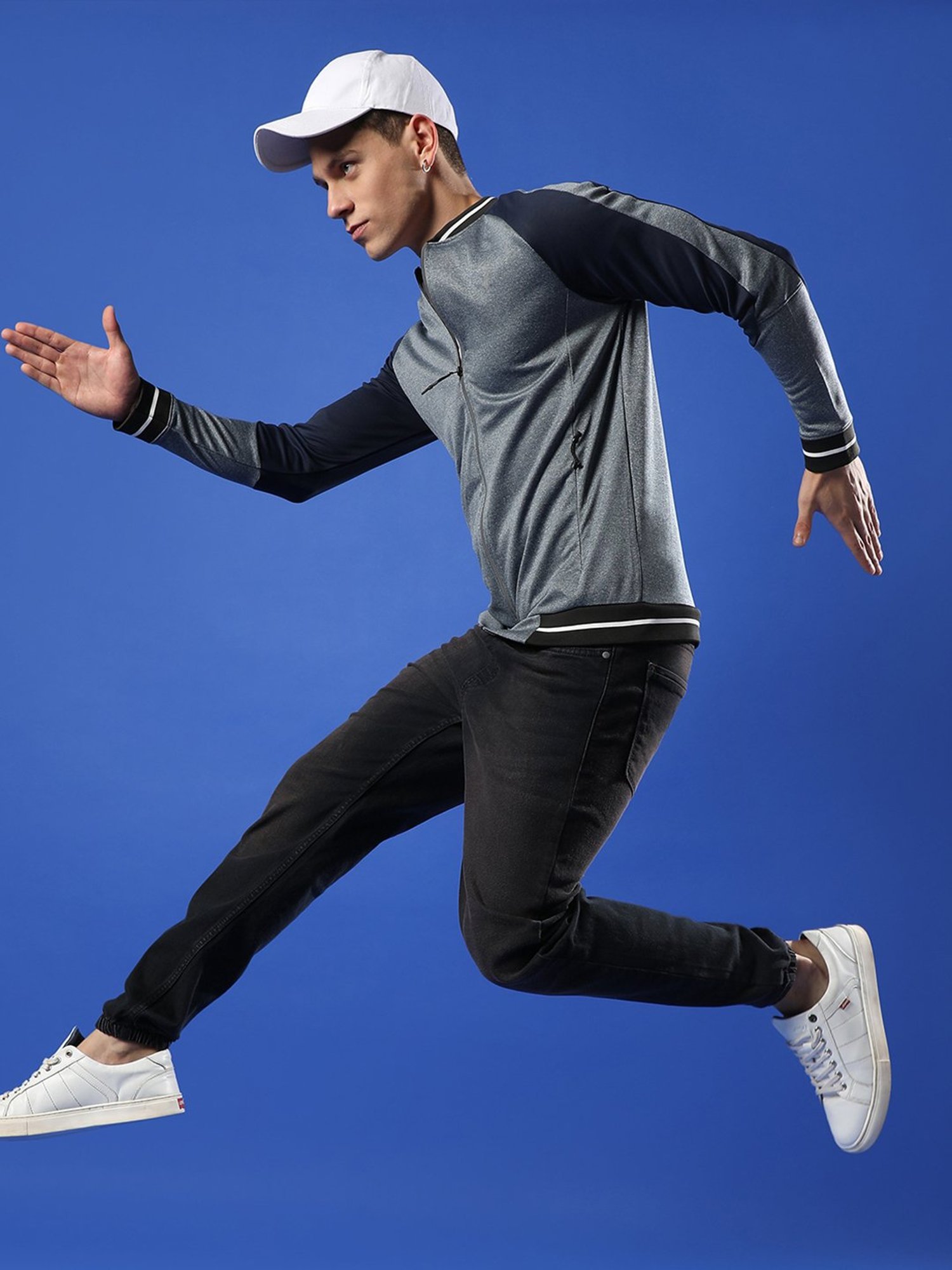 Campus Sutra Light Grey Melange Regular Fit Jacket