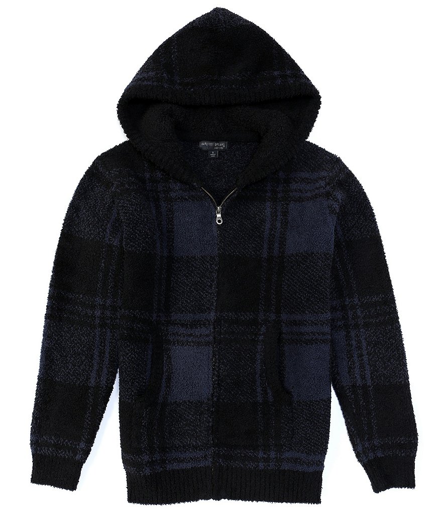 Barefoot Dreams Long-Sleeve Plaid Zip Up Hoodie