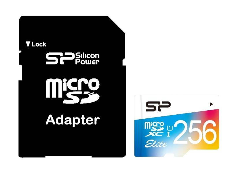 256GB Silicon Power Elite microSDXC CL10 UHS-1 85MB/sec Colorful Memory Card With Adapter
