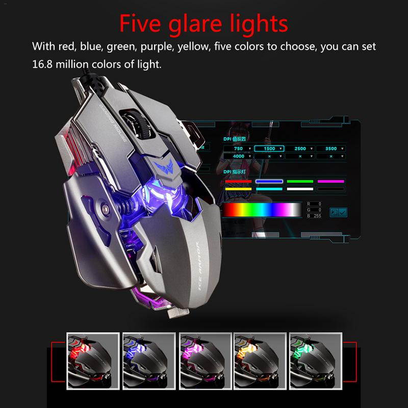Mechanical Mouse 5-speed DPI GT650 1.8M Wire 10 Buttons Plug And Play For Windows/mac Supports Macro Programmable Gaming Mouse(gray/white)