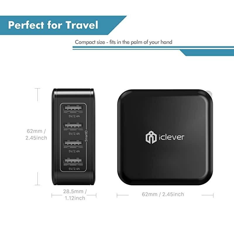 USB Wall Charger  40W 8A 4Port Charging Station with Foldable Plug USB Power Adapter for iPhone 11 Pro XsXS MaxXRX87iPad ProAir 2Mini 43 GalaxyNoteEdge LG Nexus HTC and More