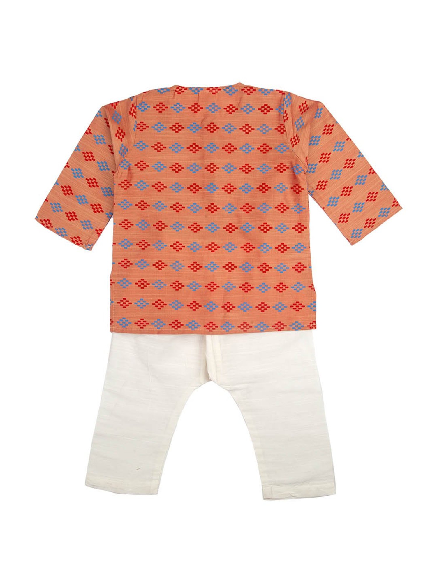 Mee Mee Kids Orange & White Printed Kurta with Pyjamas