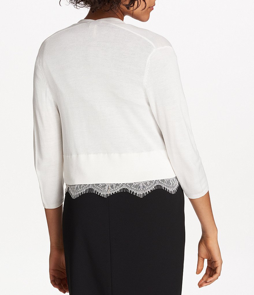 Alex Marie Rosa 3/4 Sleeve Button Front Round Neck Cardigan