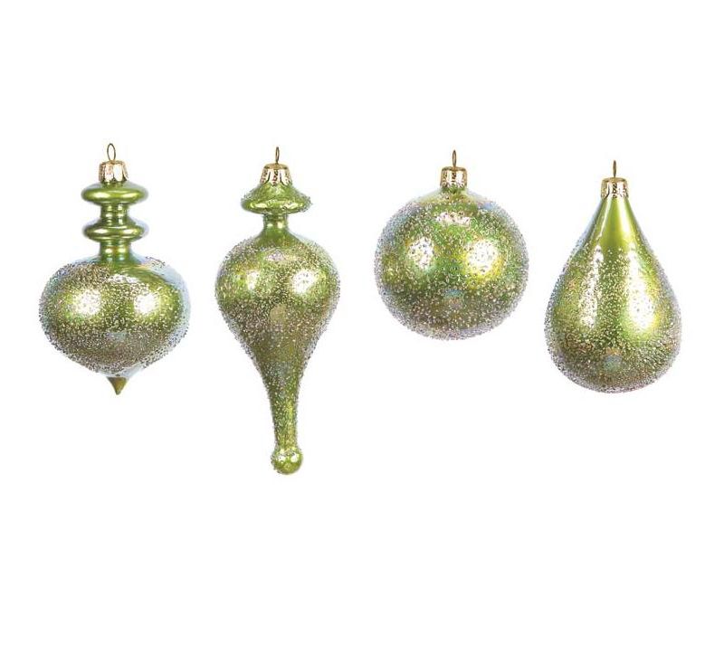 Melrose Club Pack of 13 Candy Crush Green Beaded Glass Christmas Ornaments